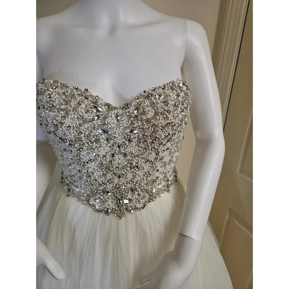 Maggie Sottero Haute Couture Beaded Tulle Wedding Dress Ball Gown Ivory Size 6 - Picture 2 of 16